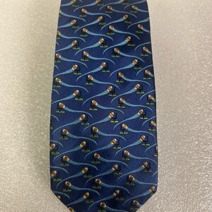 Chalk Talk Sports Men's Necktie Tie Silk Satin Foot Ball Field Goal  Blue 55”